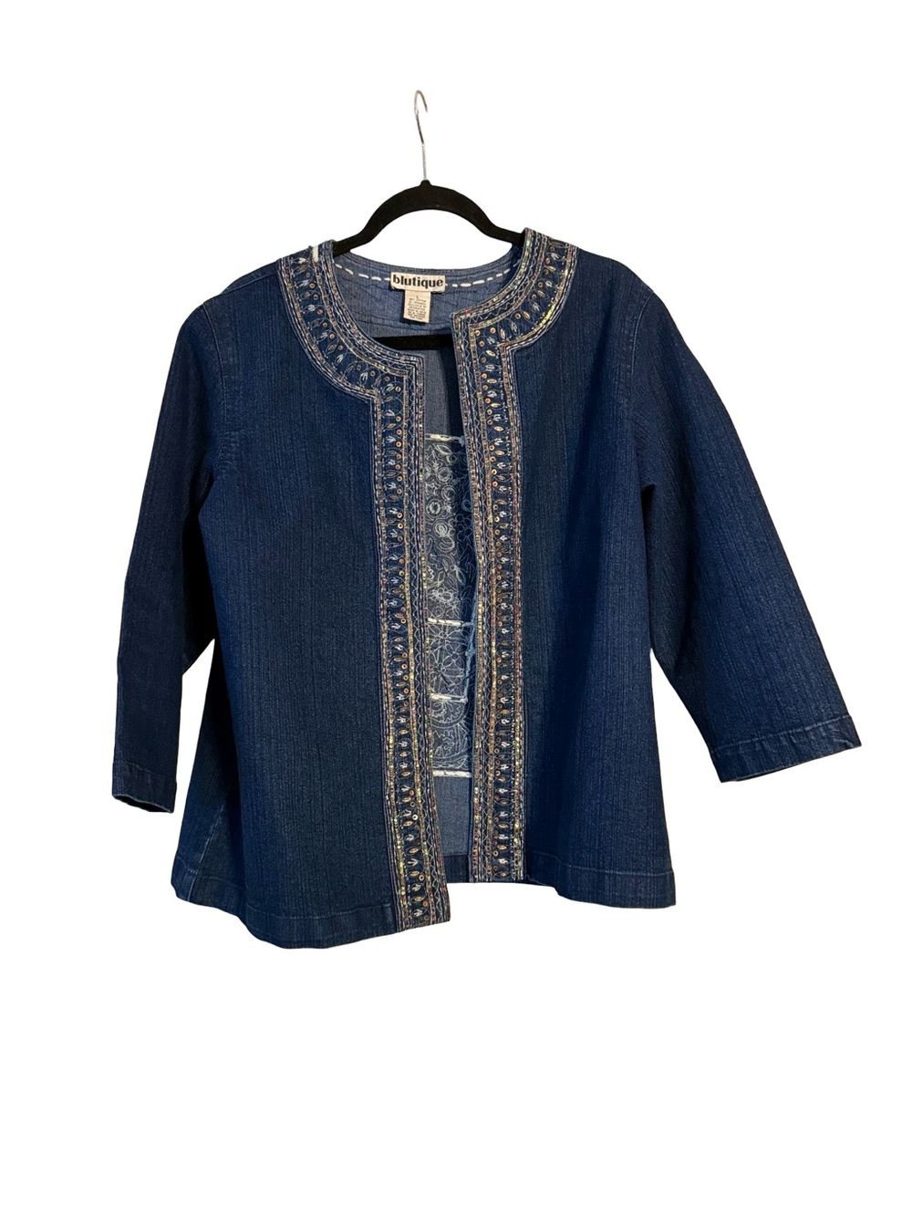Blutique Dark Blue Embellished Denim Jacket